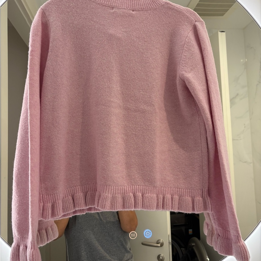 Design History Pink Ruffle Button Cardigan NWT - Picture 3 of 7